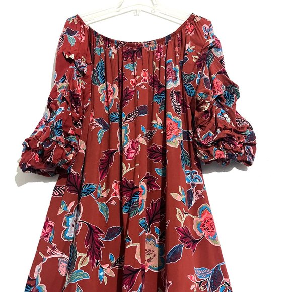 Ivy Street Tropical Floral Flowy Off-The-Shoulder Dress - Picture 6 of 13